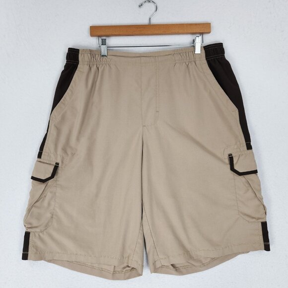 Nike Swim Trunks Mens XXL Tan Black Cargo Hybrid Shorts Utility Board Casual - Picture 1 of 16